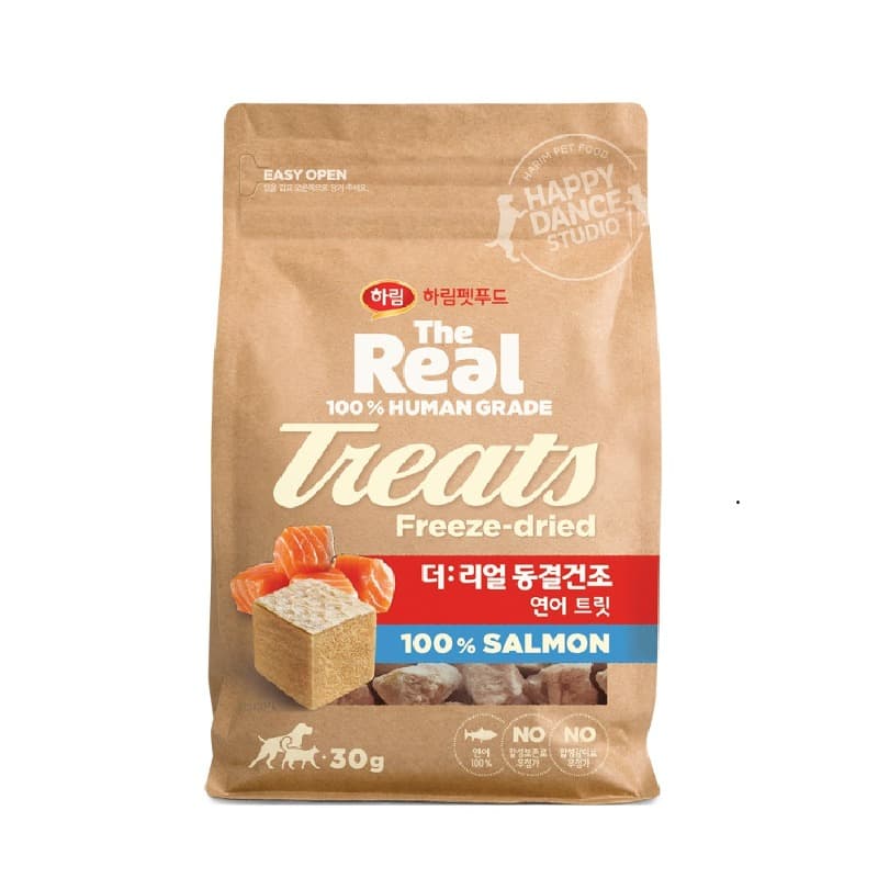Official Harim The Real freeze-dried 100% salmon dog treat pouch (30g).